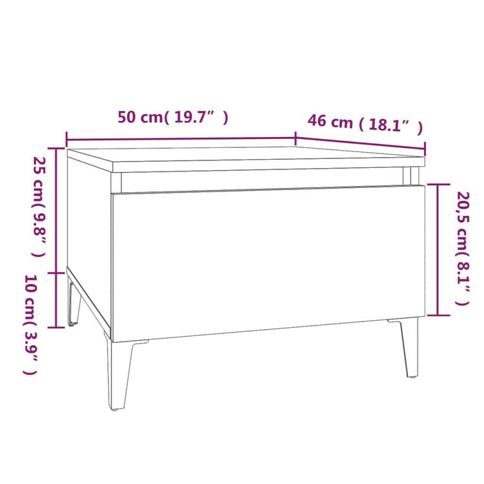 Bijzettafel 50X46X35 Cm Bewerkt Hout Grijs Sonoma Eikenkleurig