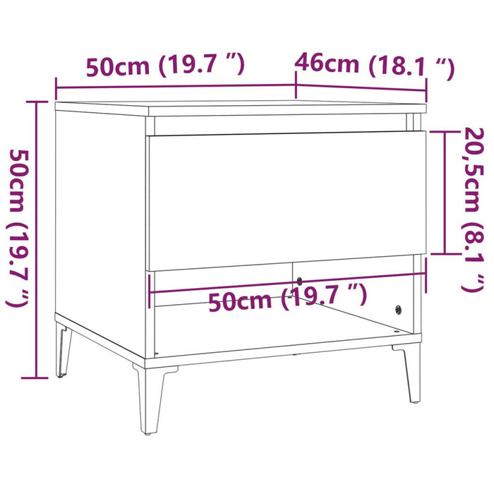 Bijzettafel 50X46X50 Cm Bewerkt Hout Gerookt Eikenkleurig