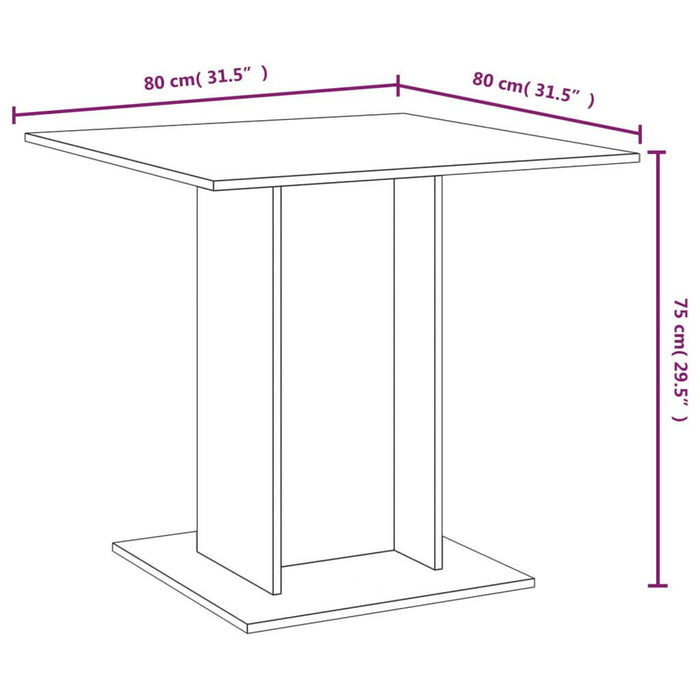 Eettafel 80X80X75 Cm Bewerkt Hout Bruin Eikenkleur