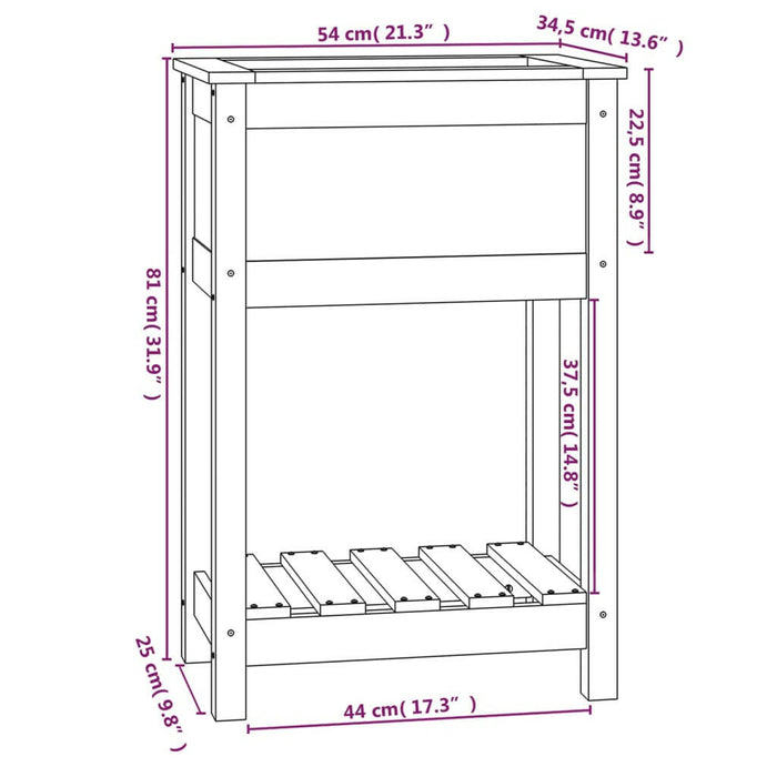 Plantenbak Met Schap 54X34,5X81 Cm Massief Grenenhout Wit