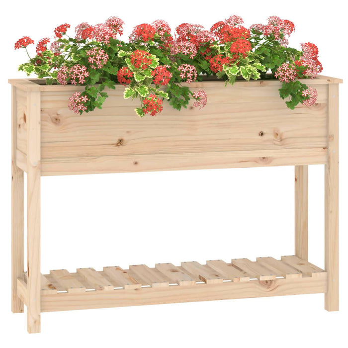 Plantenbak Met Schap 111,5X34,5X81 Cm Massief Grenenhout