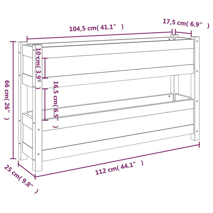 Plantenbak 112X25X66 Cm Massief Grenenhout