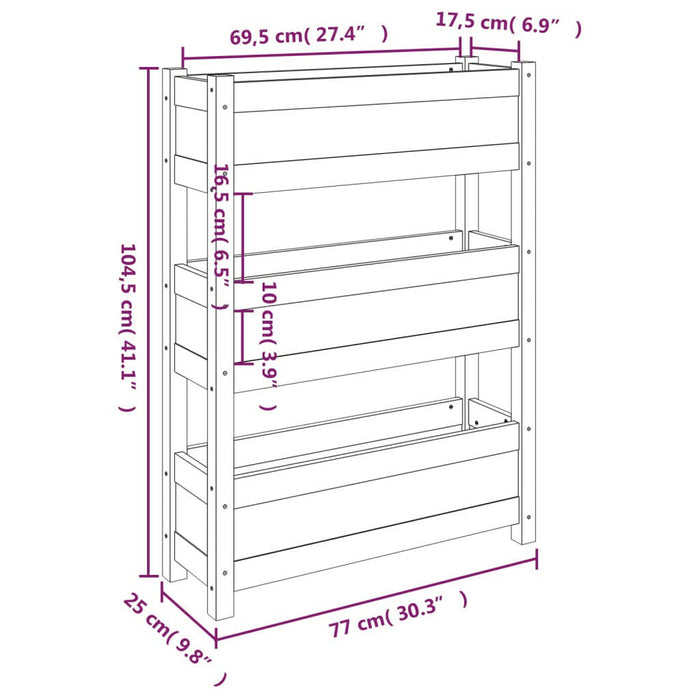 Plantenbak 77X25X104,5 Cm Massief Grenenhout Zwart