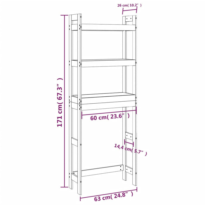 Toiletrek 63X26X171 Cm Massief Grenenhout