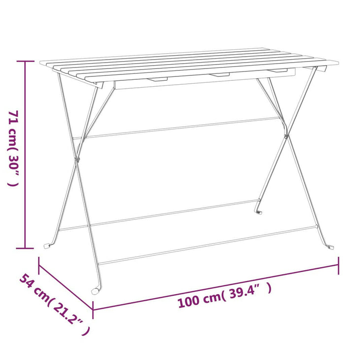 Bistrotafel Inklapbaar 100X54X71 Cm Massief Acaciahout En Staal