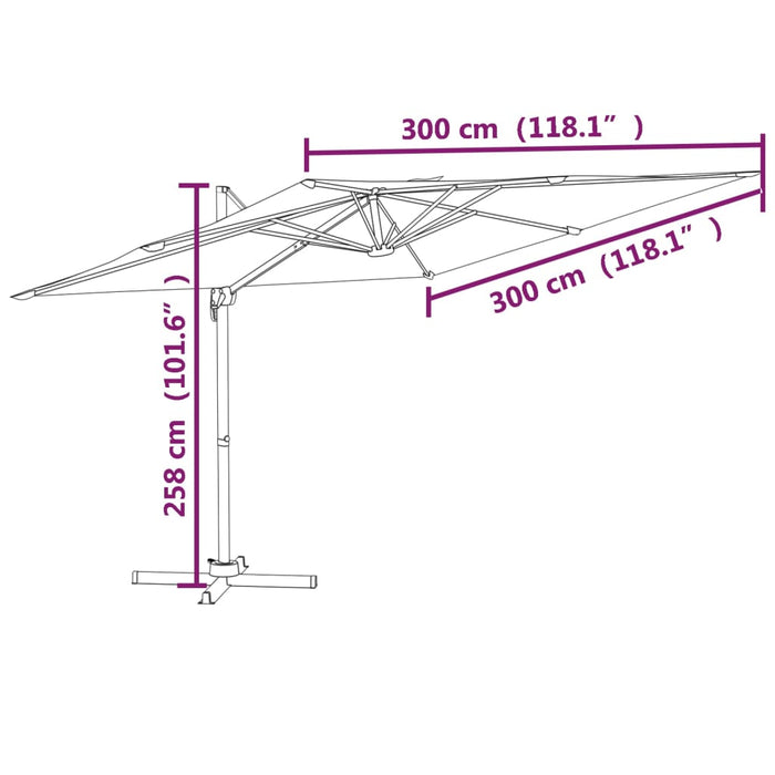 Zweefparasol Met Aluminium Paal 300X300 Cm Taupe Rood