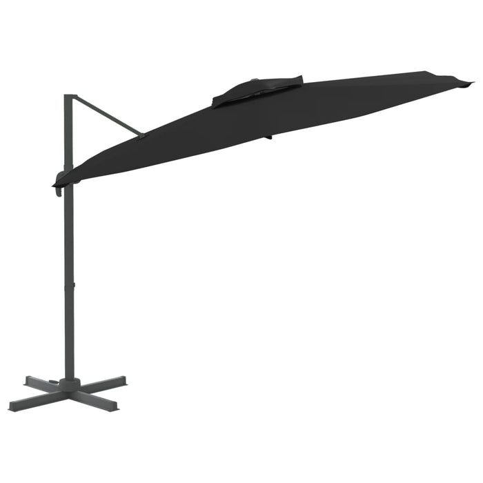 Zweefparasol Met Dubbel Dak 300X300 Cm Zwart Zwart