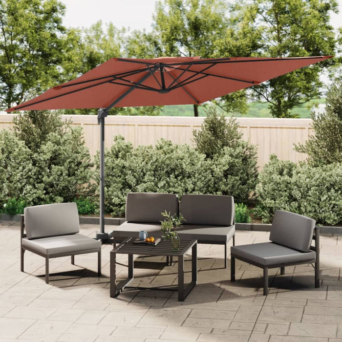 Zweefparasol Met Dubbele Bovenkant 300X300 Cm Terracotta