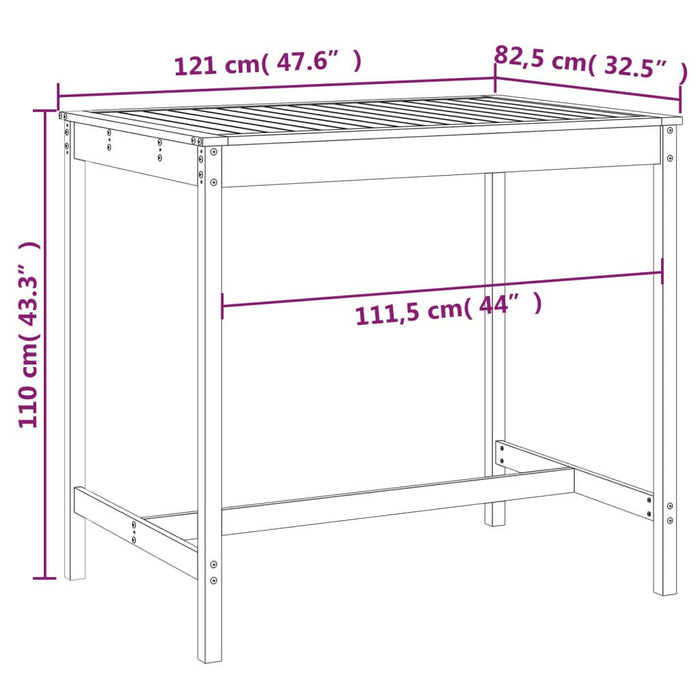 Tuintafel 121X82,5X110 Cm Massief Douglashout