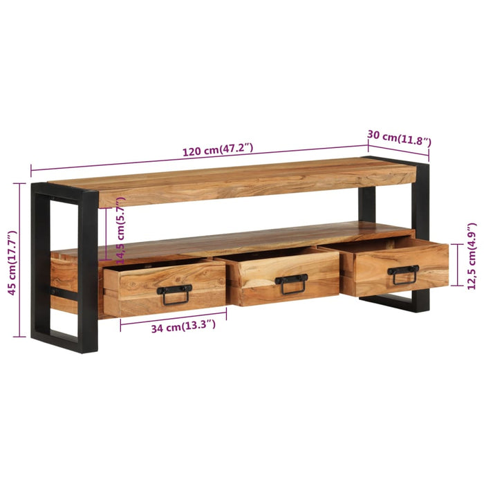 Tv-Meubel 120X30X45 Cm Massief Acaciahout