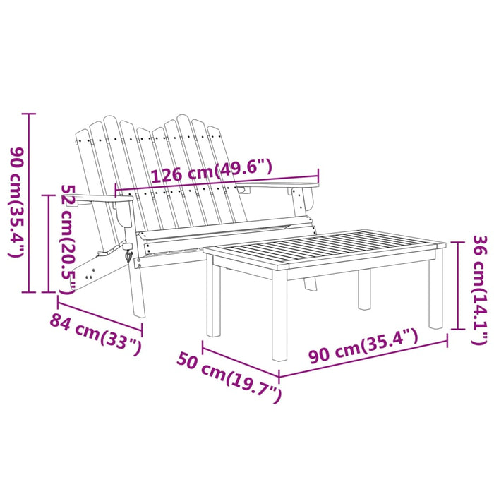 2-Delige Loungeset Adirondack Massief Acaciahout