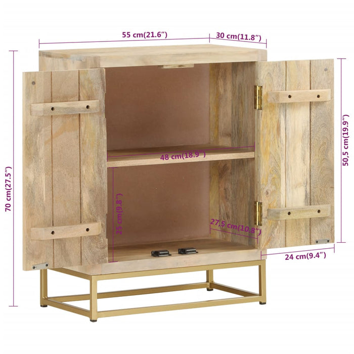 Dressoir Met 2 Deuren 55X30X70 Cm Massief Mangohout