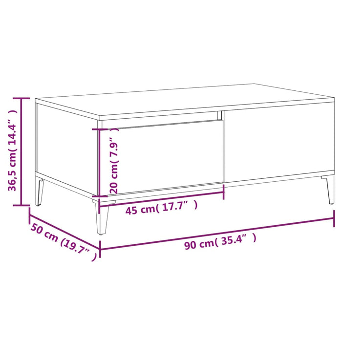 Salontafel 90X50X36,5 Cm Bewerkt Hout