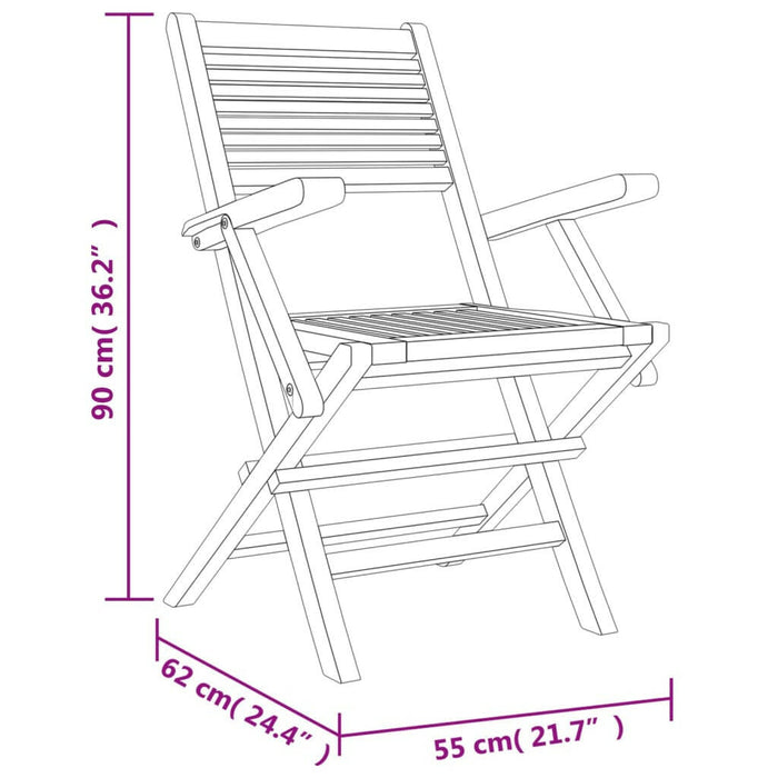 Tuinstoelen Inklapbaar 2 St 55X62X90 Cm Massief Teakhout