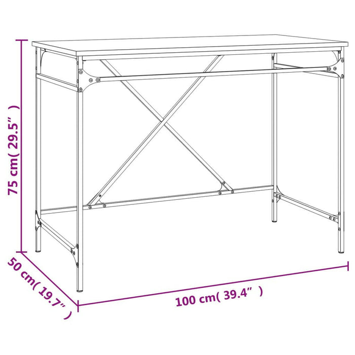 Bureau 100X50X75 Cm Bewerkt Hout En Ijzer Sonoma Eikenkleurig