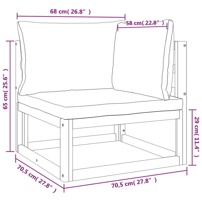 4-Delige Loungeset Met Kussens Massief Hout