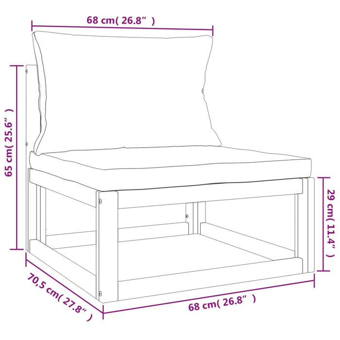 12-Delige Loungeset Met Kussens Massief Hout