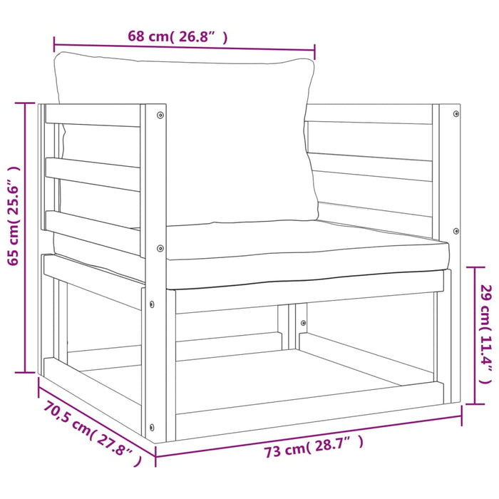 8-Delige Loungeset Met E Kussens Massief Hout