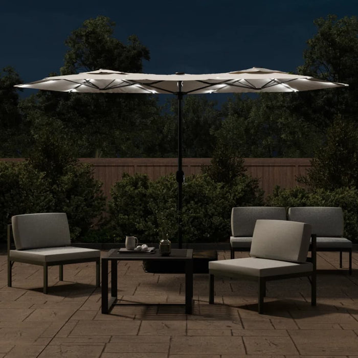 Parasol Dubbel Met Led's 316X240 Cm Zand