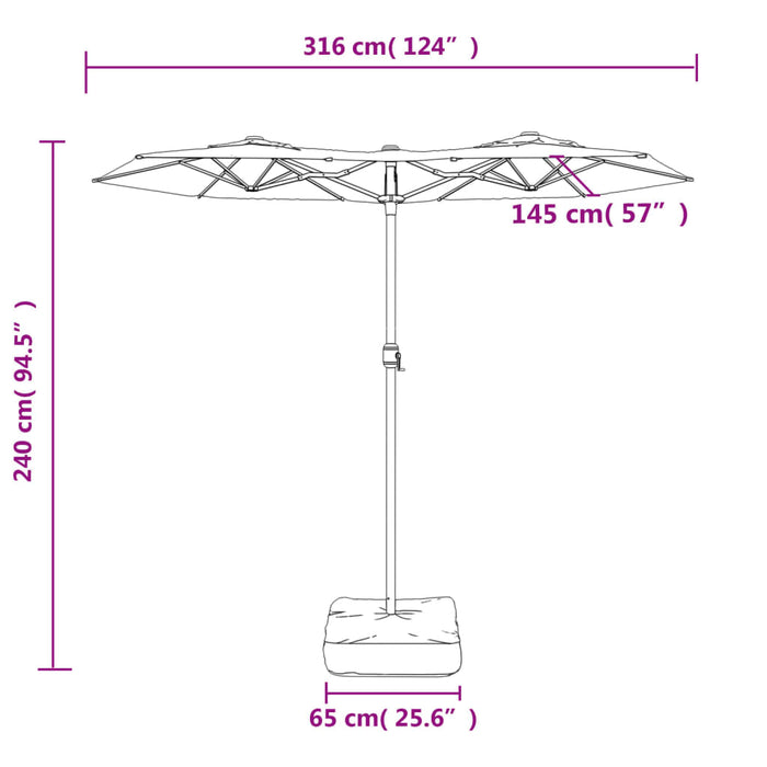 Parasol Dubbel Met Led's 316X240 Cm Zand