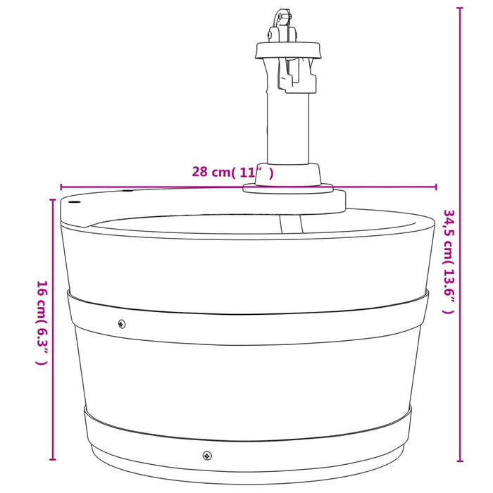 Waterfontein Met Pomp 28X28X34,5 Cm Massief Vurenhout