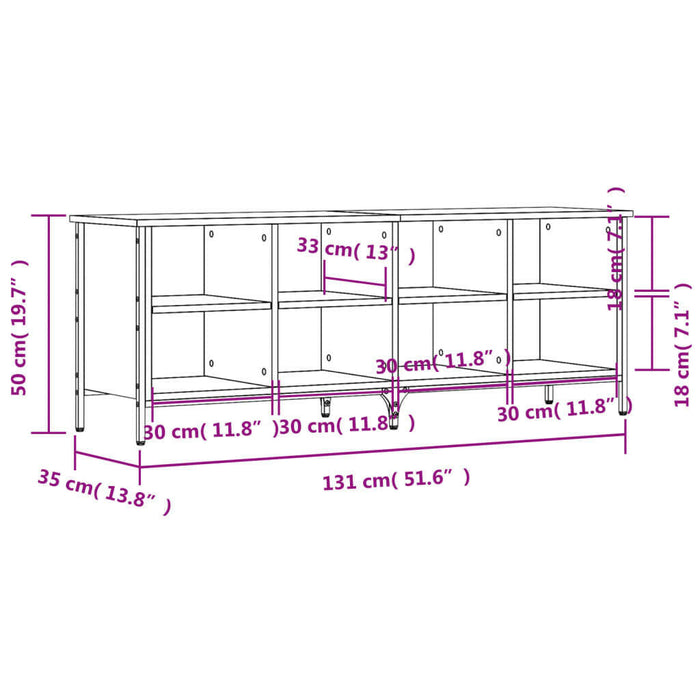 Schoenenkast 131X35X50 Cm Bewerkt Hout Sonoma Eikenkleurig