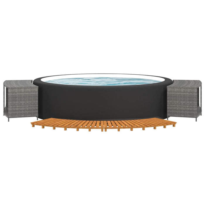 Hottub-Ombouw Poly Rattan Massief Acaciahout