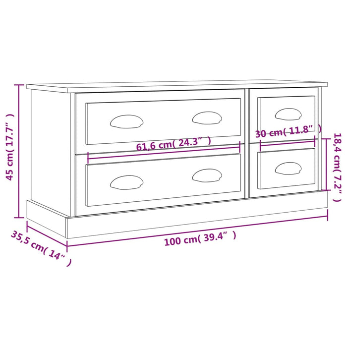 Tv-Meubel 00X35,5X45 Cm Bewerkt Hout