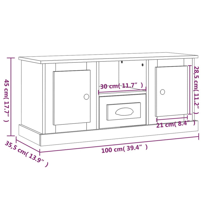 Tv-Meubel 00X35,5X45 Cm Bewerkt Hout Kleurig