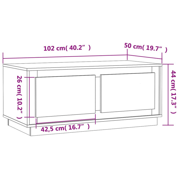 Salontafel 102X50X44 Cm Bewerkt Hout Kleurig