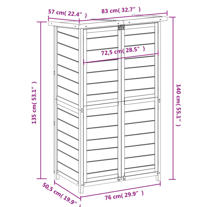 Tuinschuur 83X57X140 Cm Massief Grenenhout Mokkakleurig