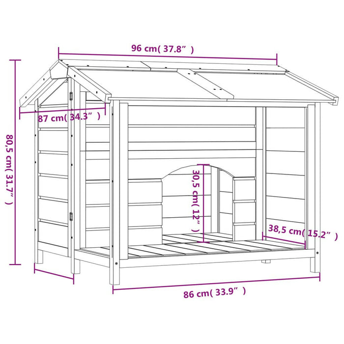 Hondenhok 96X87X80,5 Cm Massief Grenenhout Grijs