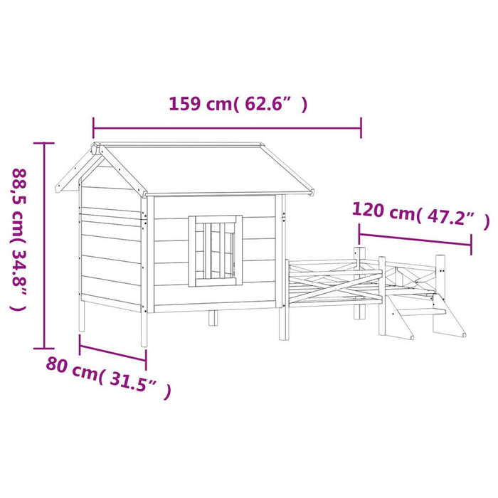 Hondenhok 159X120X88,5 Cm Massief Grenenhout Mokkakleurig