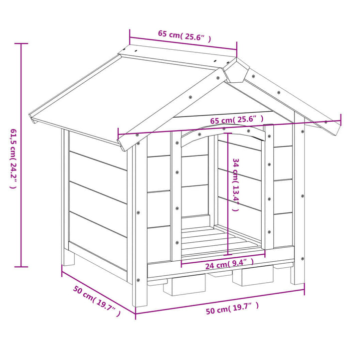 Hondenhok 65X65X61,5 Cm Massief Grenenhout Mokkakleurig