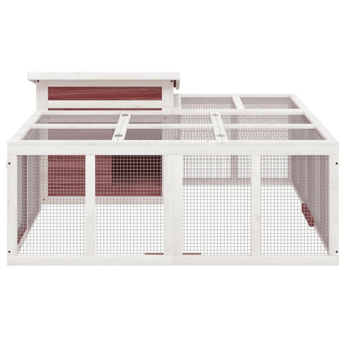 Konijnenhok 144X123X67,5 Cm Massief Grenenhout Mokkakleurig