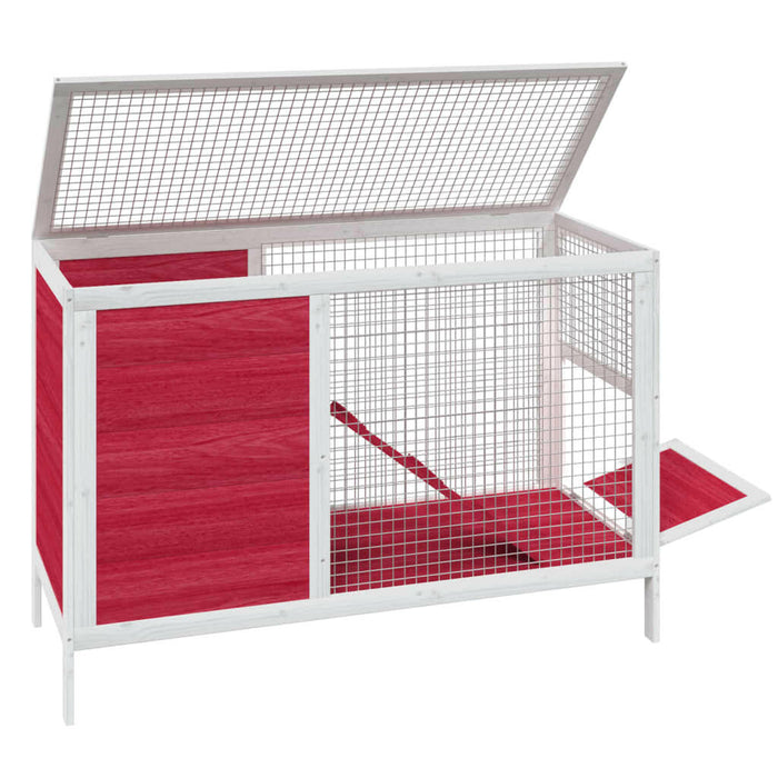 Konijnenhok 103X44X69,5 Cm Massief Grenenhout Rood