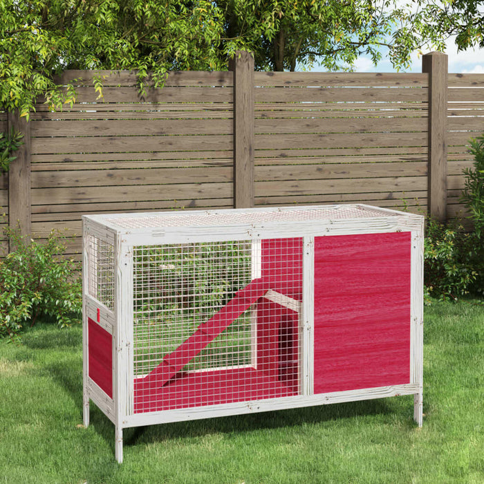 Konijnenhok 103X44X69,5 Cm Massief Grenenhout Rood