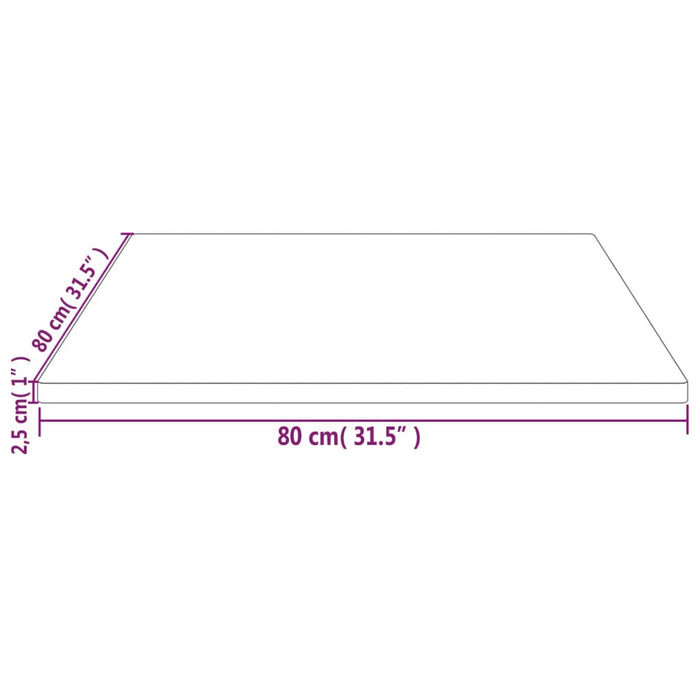 Tafelblad Vierkant 80X80X2,5 Cm Massief Grenenhout