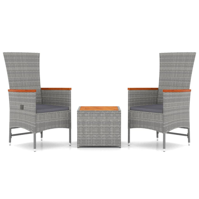 Loungeset Poly Rattan En Massief Acaciahout Grijs