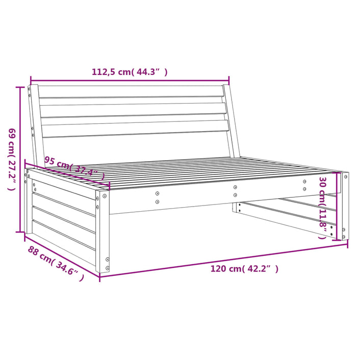 Tuinmiddenbank 120X80 Cm Massief Grenenhout Honingbruin