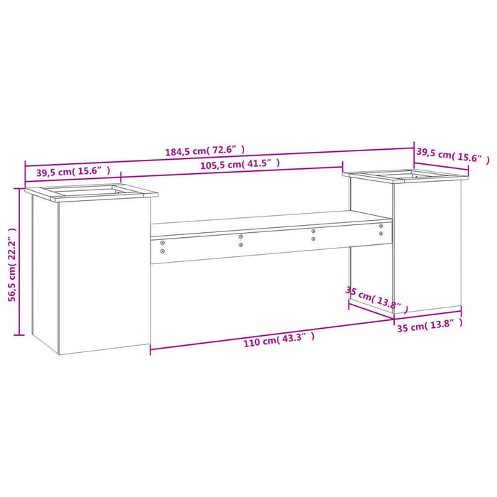 Bankje Met Plantenbakken 184,5X39,5X56,5 Cm Grenenhout Douglas