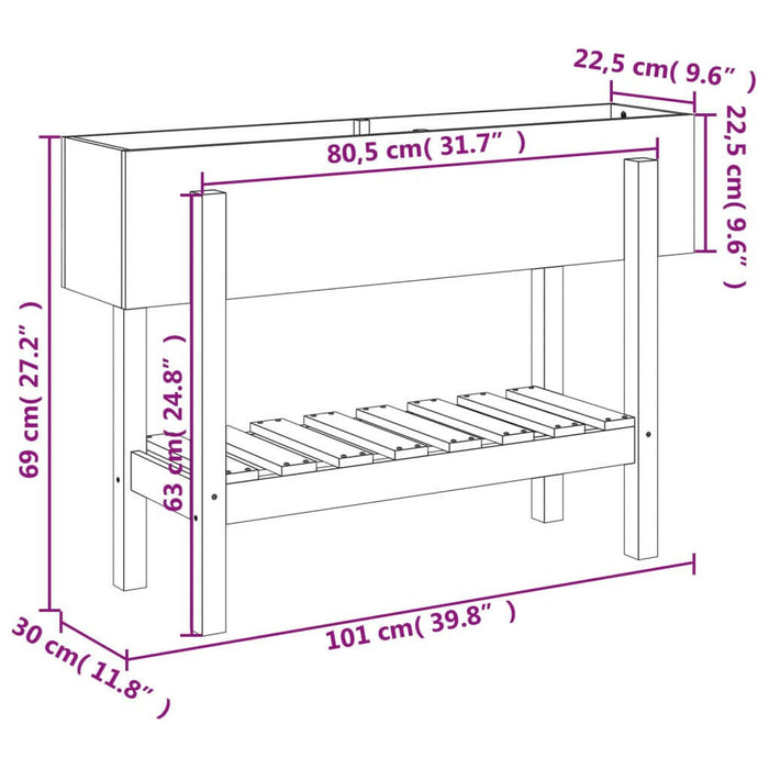 Plantenbak Verhoogd 101X30X69 Cm Massief Douglashout