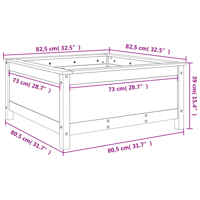 Plantenbak 82,5X82,5X39 Cm Massief Grenenhout Grijs