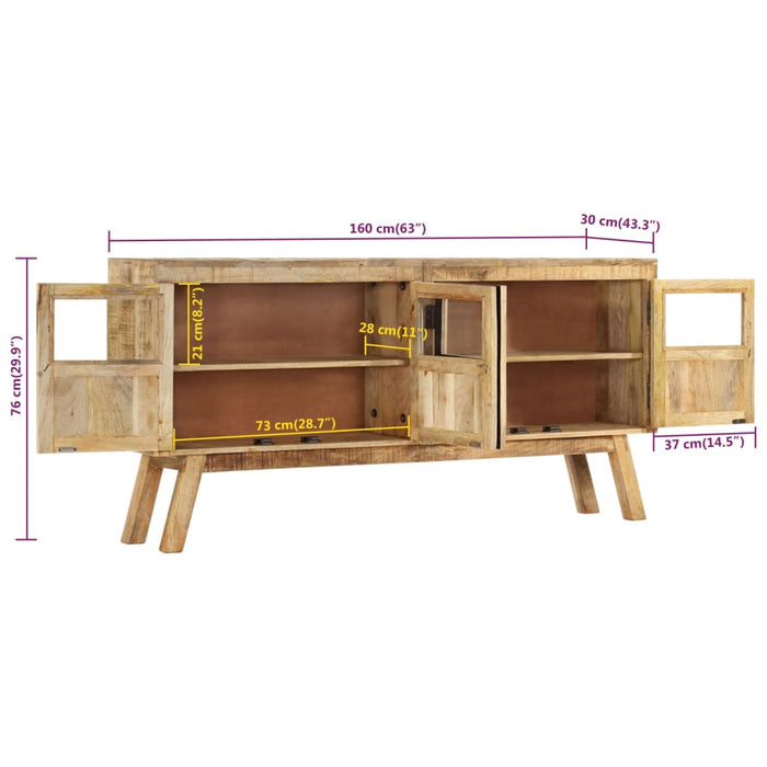 Dressoir 160X30X76 Cm Massief Mangohout Bruin En Zwart