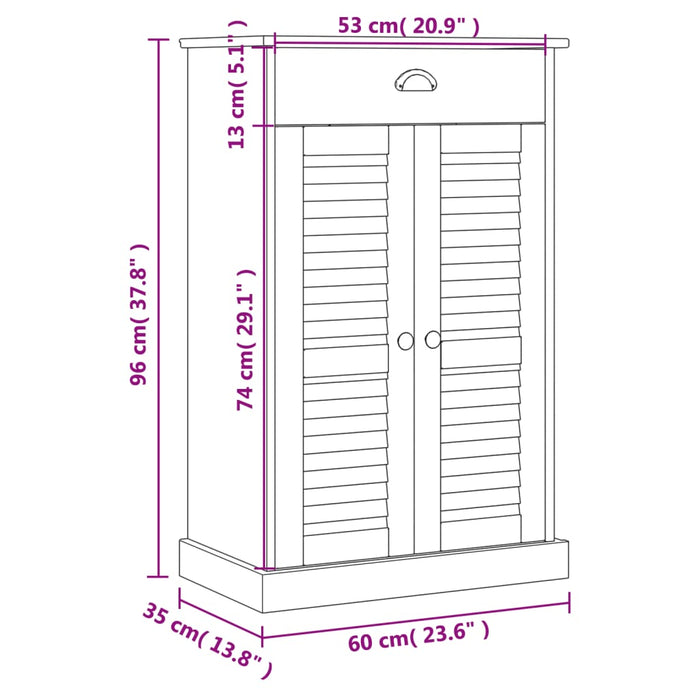 Schoenenkast Vigo 60X35X96 Cm Massief Grenenhout