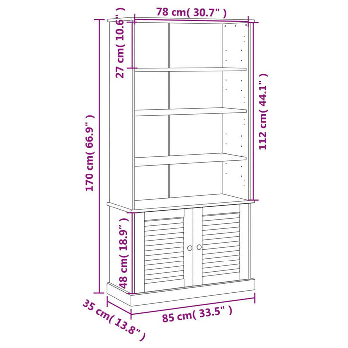 Boekenkast Vigo 85X35X170 Cm Massief Grenenhout