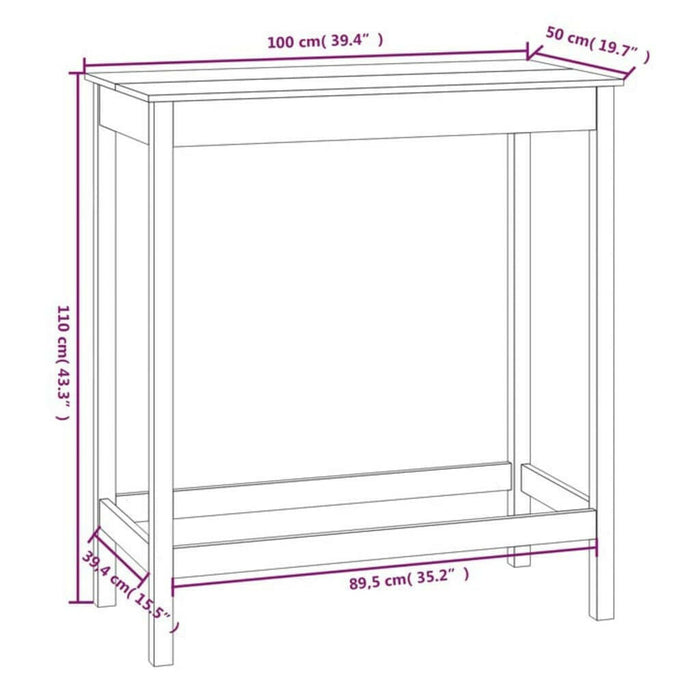 Bartafel 100X50X110 Cm Massief Grenenhout Wit