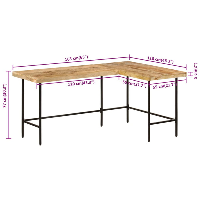 Bureau 165X110X77 Cm Massief Mangohout En Ijzer