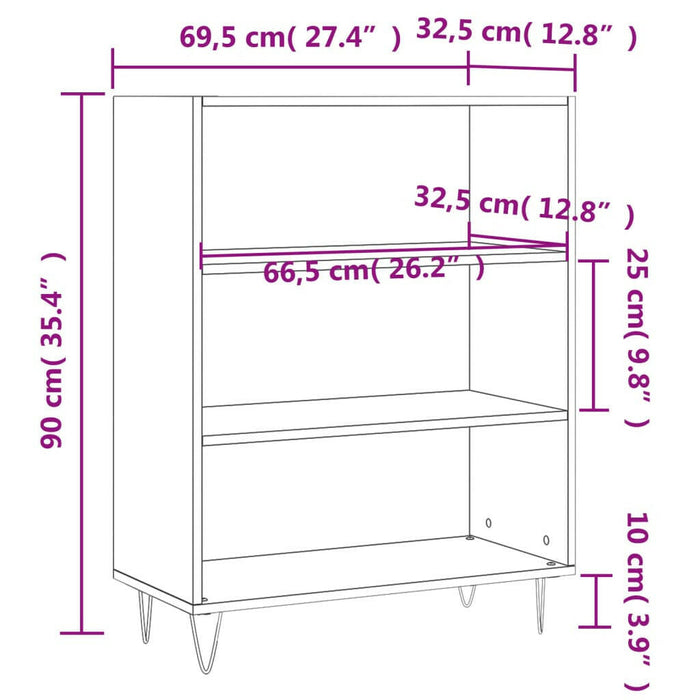 Boekenkast 69,5X32,5X90 Cm Bewerkt Hout Sonoma Eikenkleurig