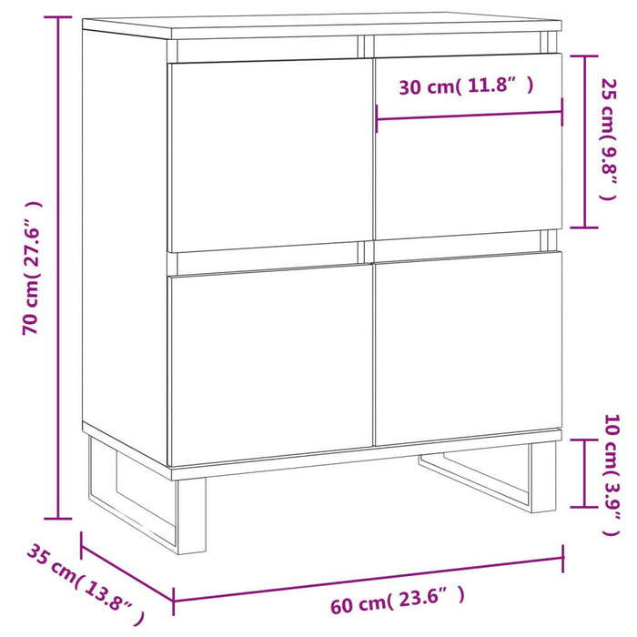 Dressoir 60X30X75 Cm Bewerkt Hout Grijs Sonoma Eikenkleurig